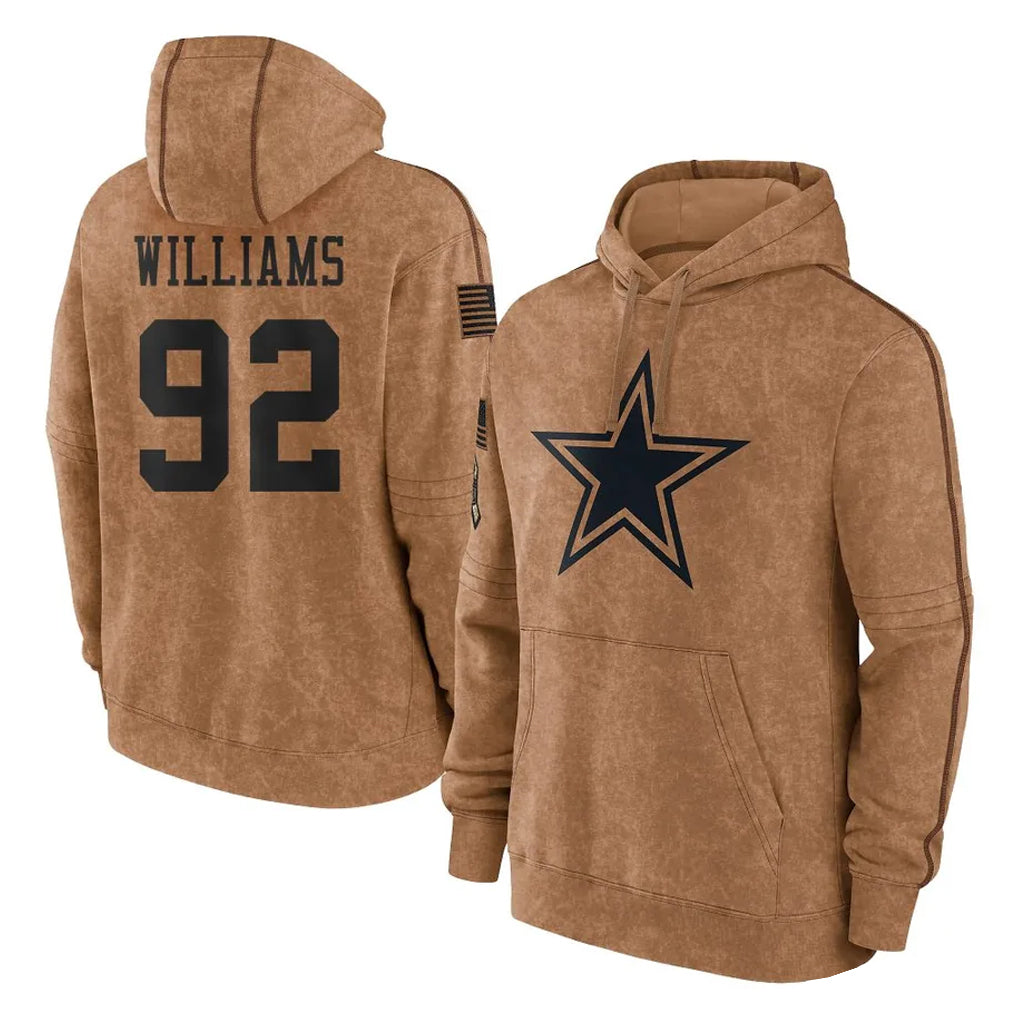 D.Cowboys #92 Quinnen Williams Player Brown Salute to Service Hoodies Limited Game Qdoa Stitched Jerseys