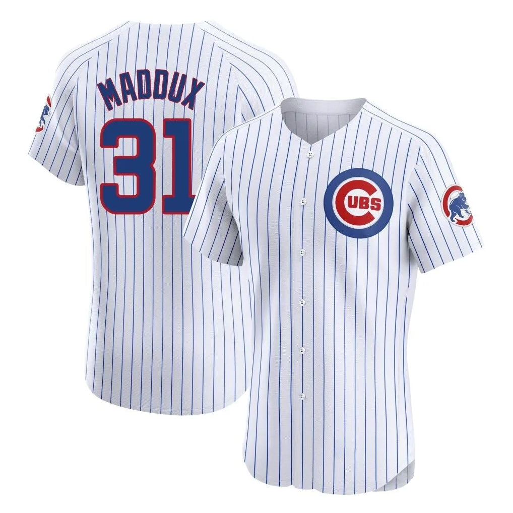 C.Cubs #31 Greg Maddux Player White Limited Elite Home Game Qdoa Stitched Jerseys