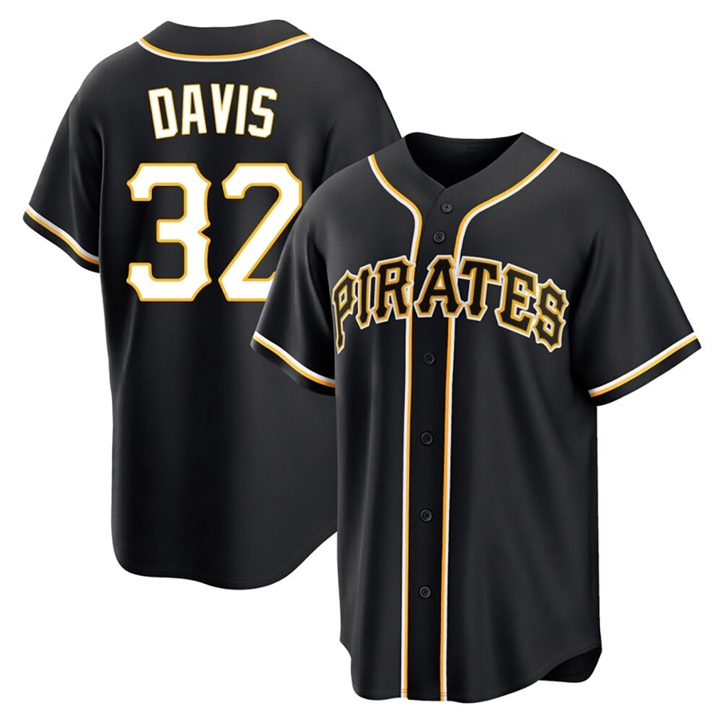 P.Pirates #32 Henry Davis Player Black Fashion Out Home Game Qdoa Stitched Jerseys
