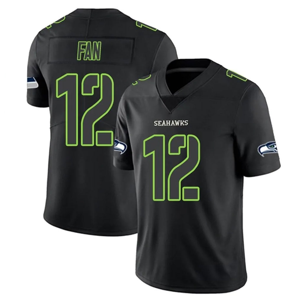 S.Seahawks #12 12th Fan Player Black Impact Limited Home Game Qdoa Stitched Jerseys