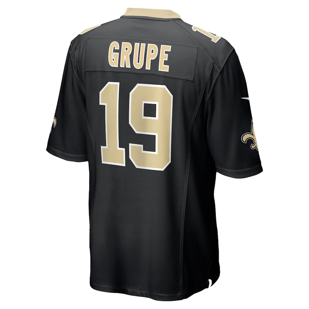 Qdoa NO.Saints #19 Blake Grupe Black Team Game Jersey