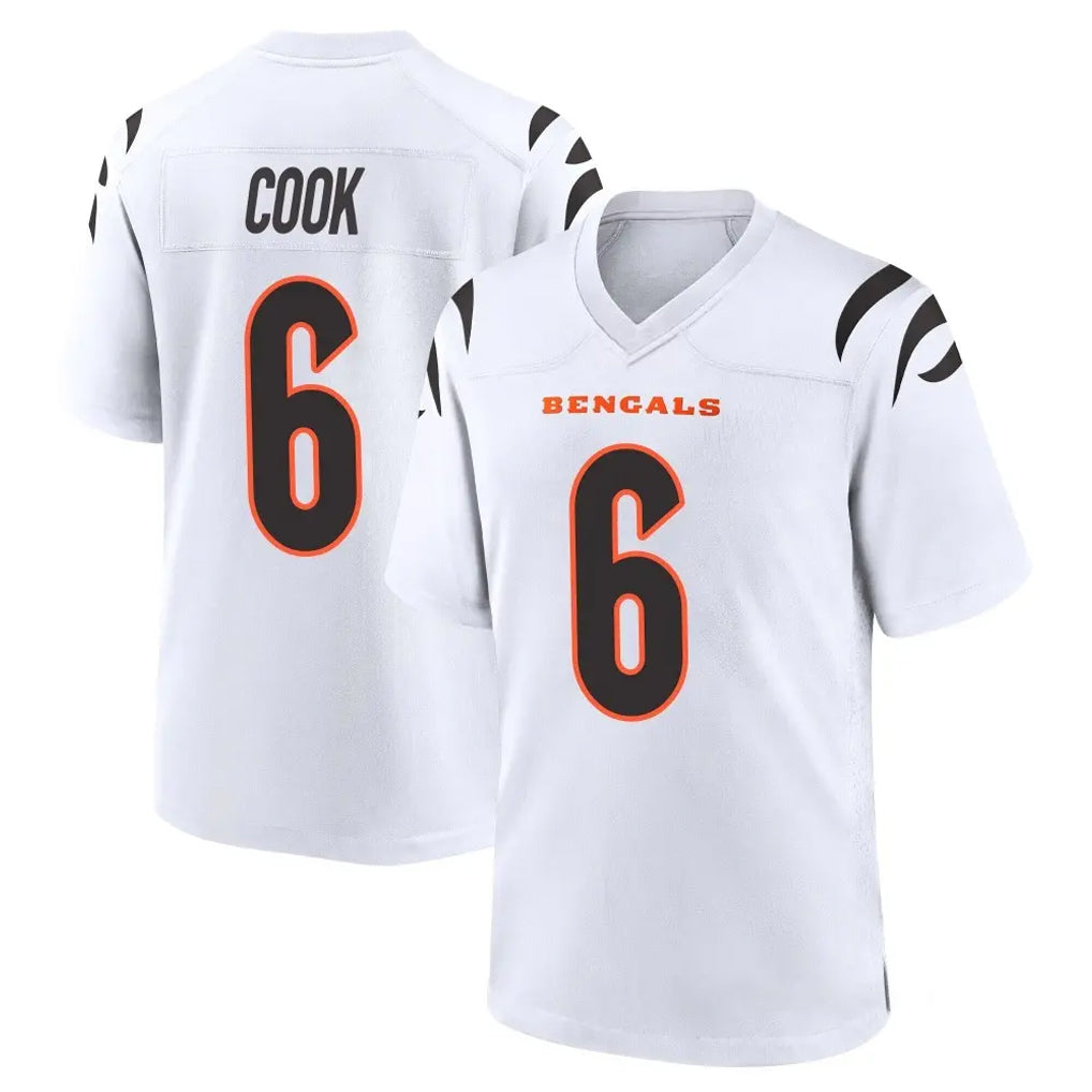 C.Bengals #6 Brian Cook Player White Home Game Qdoa Stitched Jerseys