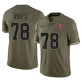 TB.Buccaneers #78 Tristan Wirfs Player Olive Limited Salute To Service Home Game Qdoa Stitched Jerseys