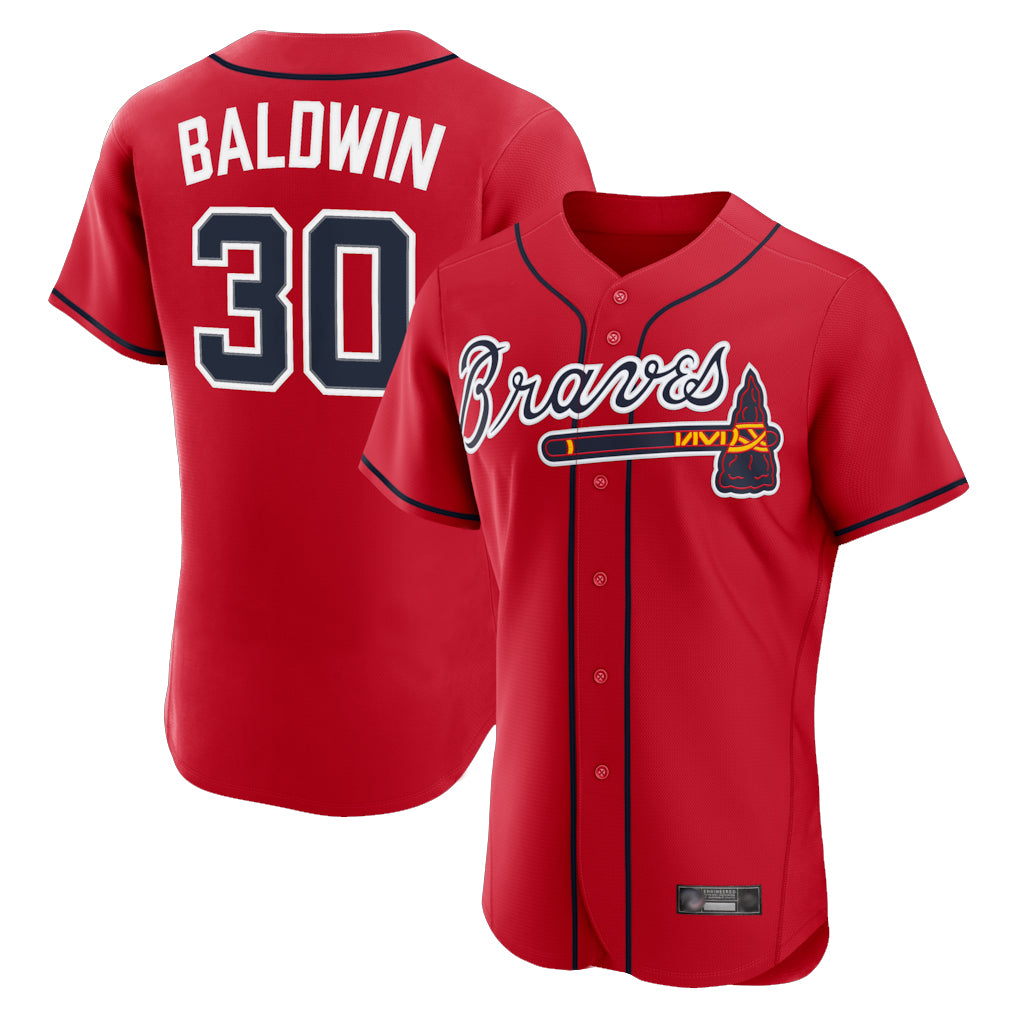 A.Braves #30 Drake Baldwin Player Red Limited Elite Home Game Qdoa Stitched Jerseys