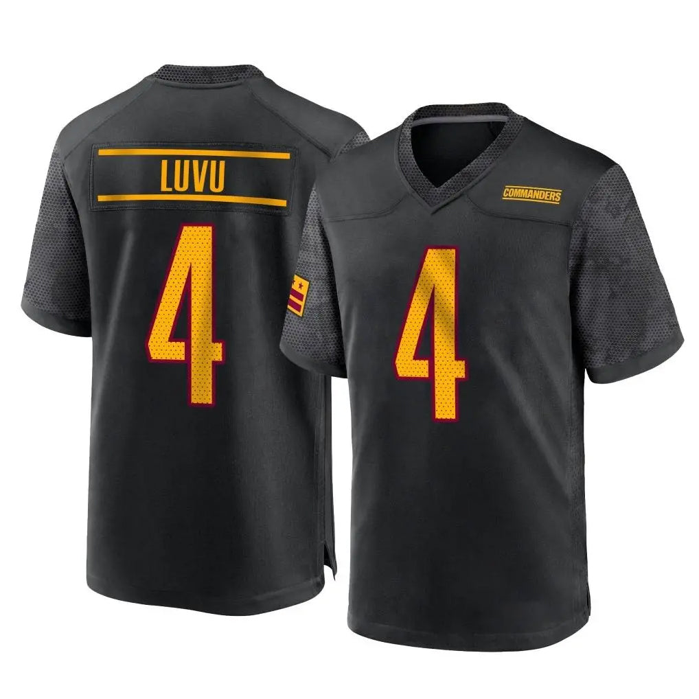 W.Commanders #4 Frankie Luvu Player Black Home Game Qdoa Stitched Jerseys