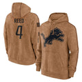 D.Lions #4 D.J. Reed Player Brown Salute to Service Hoodies Limited Game Qdoa Stitched Jerseys