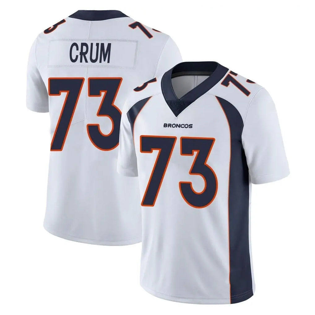 D.Broncos #73 Frank Crum Player White Vapor Untouchable Limited Home Game Qdoa Stitched Jerseys