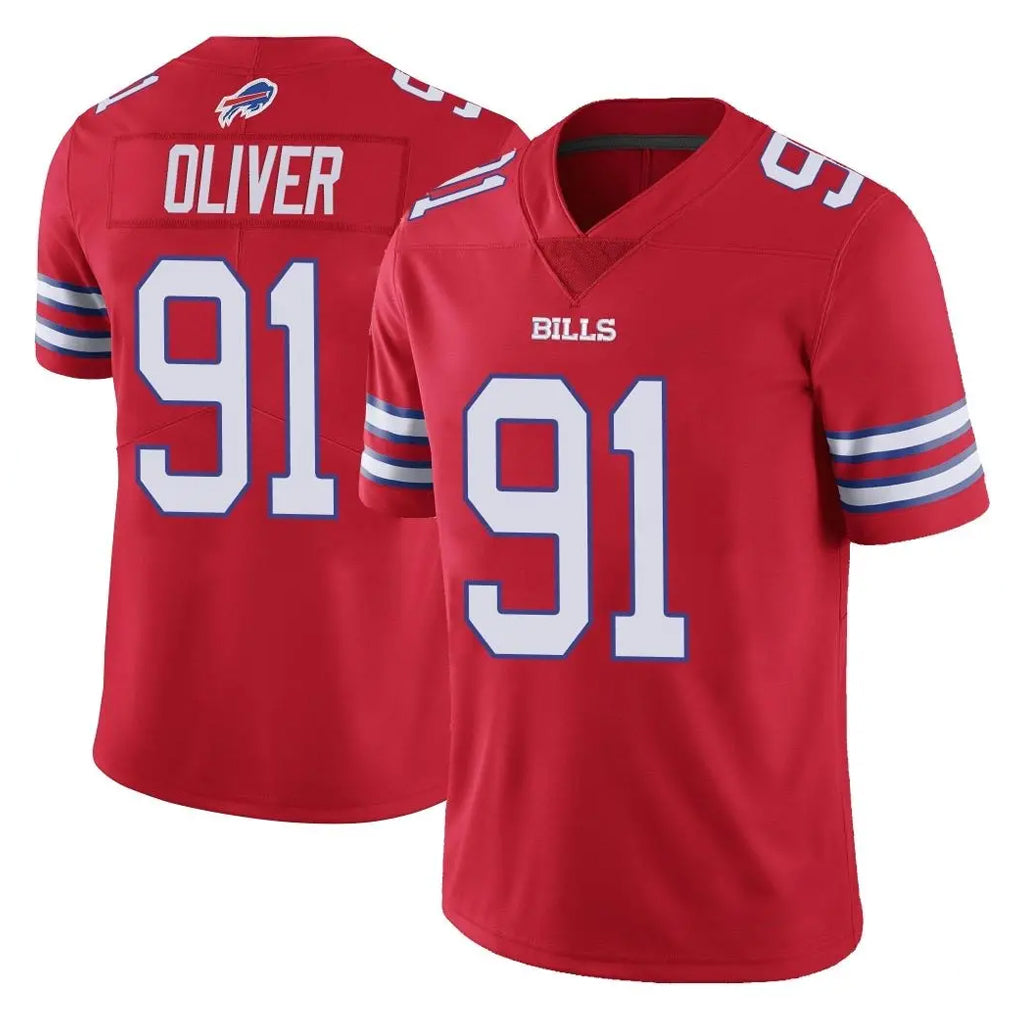 B.Bills #91 Ed Oliver Player Red Vapor Untouchable Limited Qdoa Stitched Jerseys