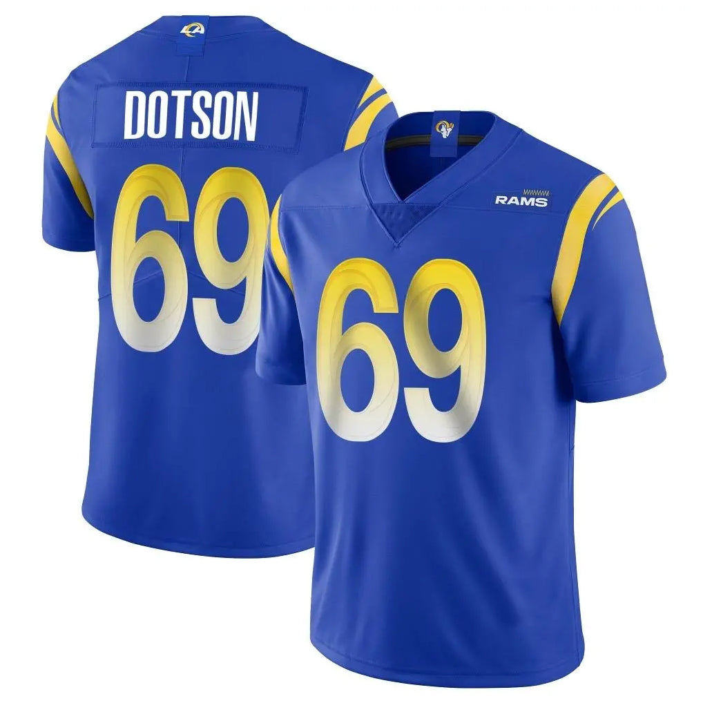 LA.Rams #69 Kevin Dotson Player Royal Limited Vapor Untouchable Home Game Qdoa Stitched Jerseys