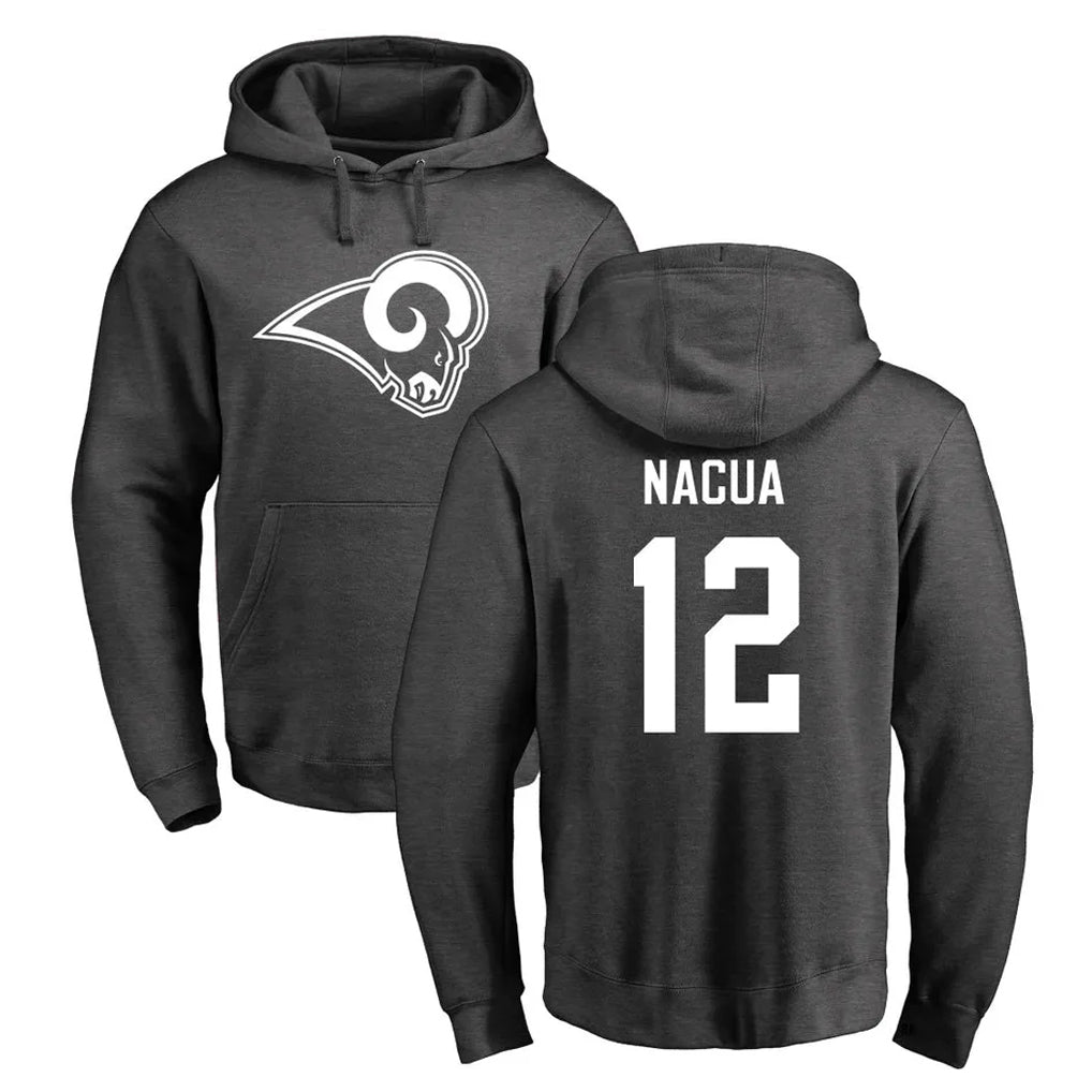 LA.Rams #12 Puka Nacua Player Gray Pullover Hoodie Limited Game Qdoa Stitched Jerseys