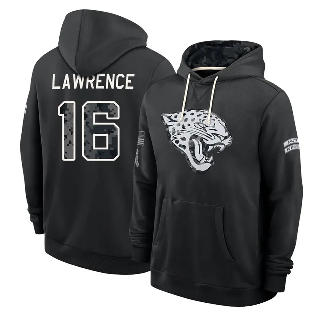 J.Jaguars #16 Trevor Lawrence Player 2026 Black Logo Pullover Hoodies Limited Game Qdoa Stitched Jerseys