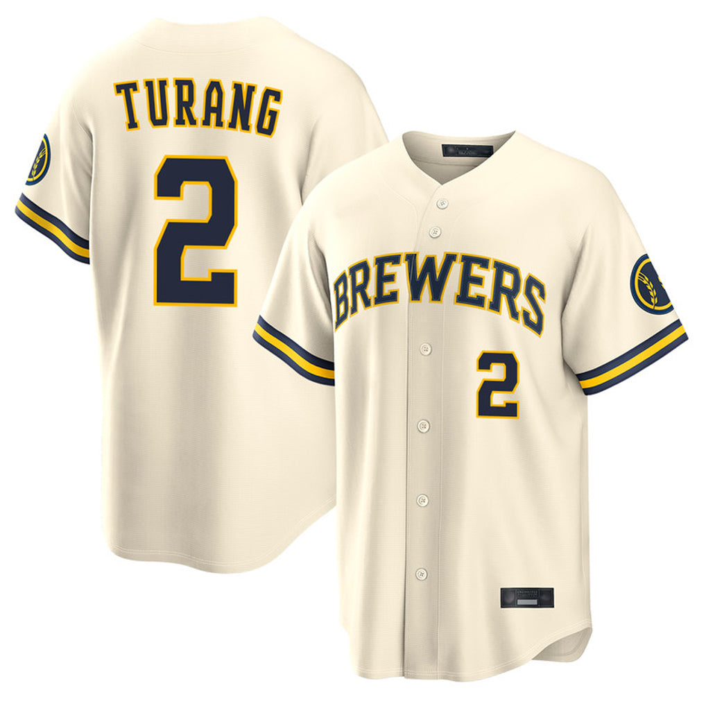 M.Brewers #2 Brice Turang Player Cream Home Limited Qdoa Stitched Jerseys