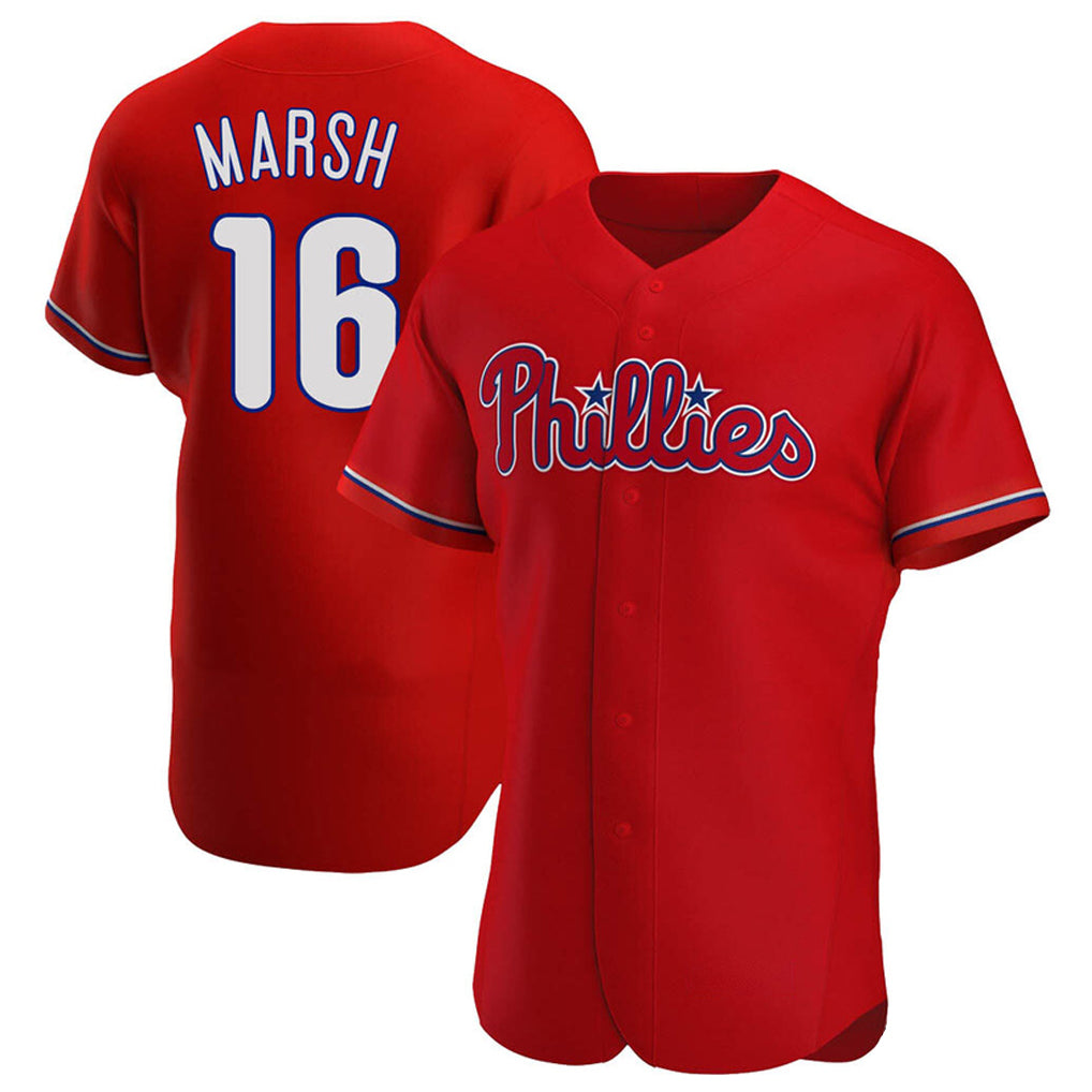 P.Phillies #16 Brandon Marsh Player Red Home Limited Elite Qdoa Stitched Jerseys