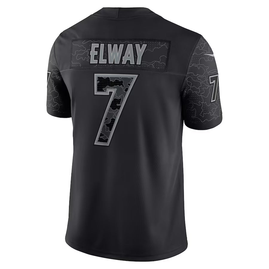 D.Broncos #7 John Elway Player Black RFLCTV Limited Qdoa Stitched Jerseys