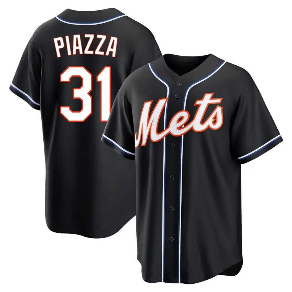 NY.Mets #31 Mike Piazza Player Black Fashion Out Game Qdoa Stitched Jerseys