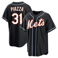 NY.Mets #31 Mike Piazza Player Black Fashion Out Game Qdoa Stitched Jerseys