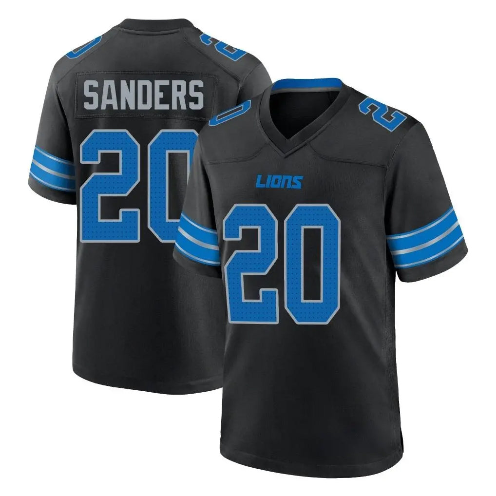 D.Lions #20 Barry Sanders Player Black Alternate Home Game Qdoa Stitched Jerseys