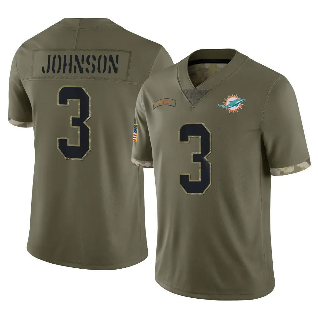 M.Dolphins #3 Chris Johnson Player Olive Salute To Service Limited Qdoa Stitched Jerseys