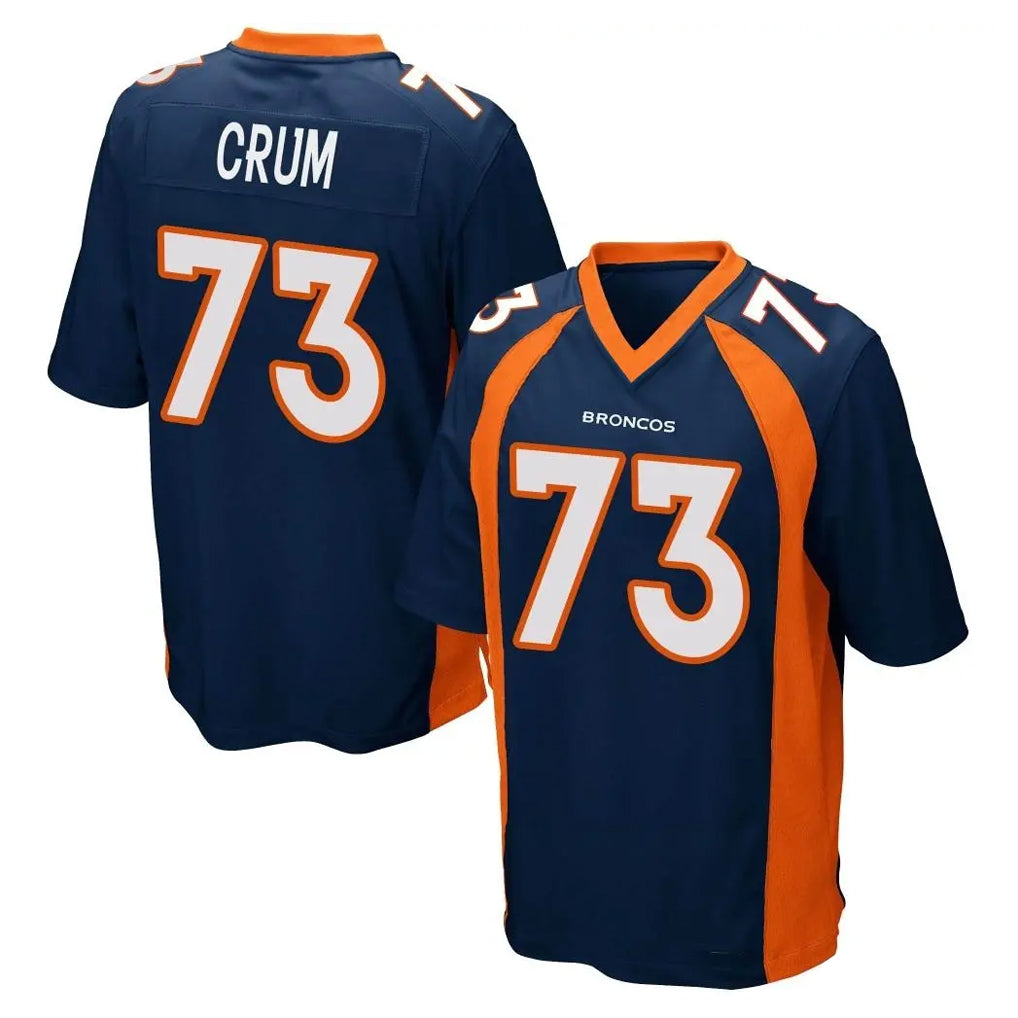 D.Broncos #73 Frank Crum Player Navy Game Qdoa Stitched Jerseys
