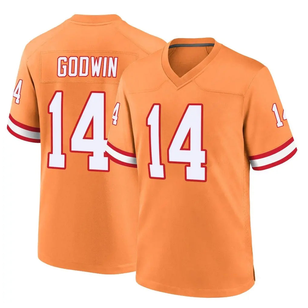 TB.Buccaneers #14 Chris Godwin Jr. Player Orange Throwback Home Game Qdoa Stitched Jerseys