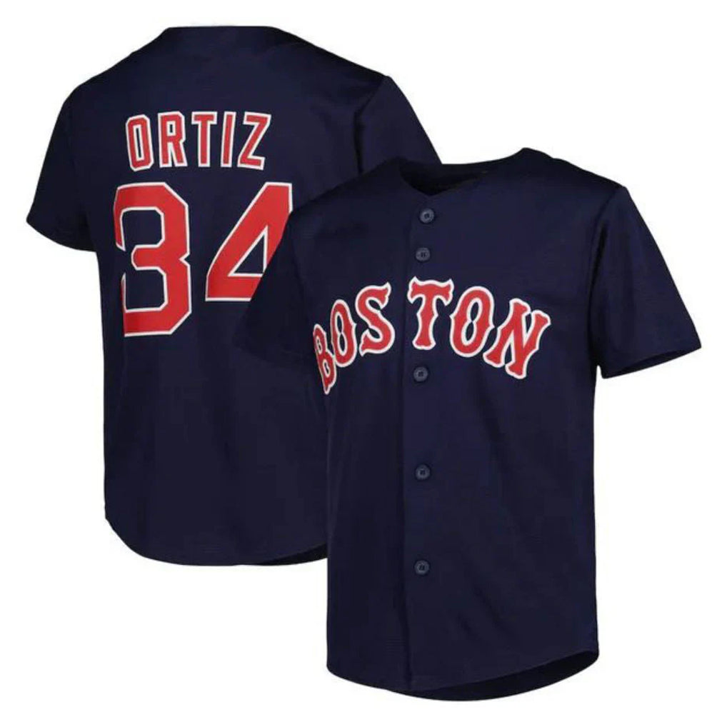B.Red Sox #34 David Ortiz Player Navy Mitchell & Ness Cooperstown Collection Mesh Home Qdoa Stitched Jerseys