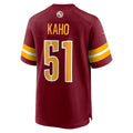 Qdoa W.Commanders #51 Ale Kaho Burgundy Team Game Jersey