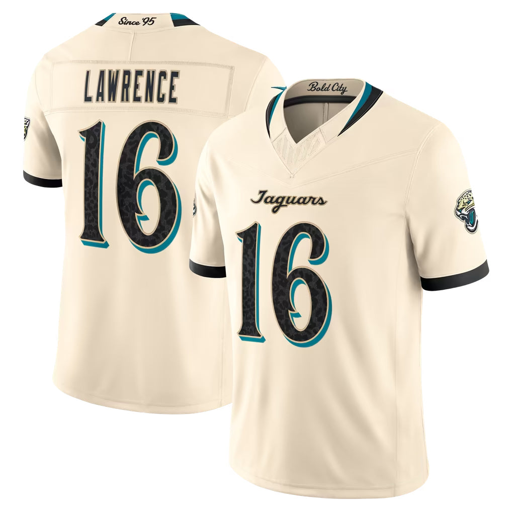 J.Jaguars #16 Trevor Lawrence Player Natural Limited 2026 Rivalries Collection Game Qdoa Stitched Jerseys