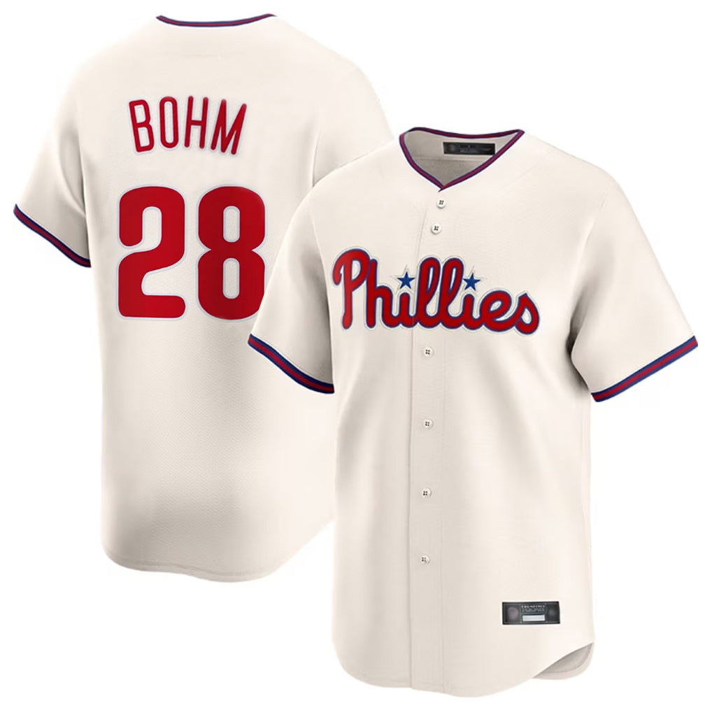 P.Phillies #28 Alec Bohm Player Cream Home Limited Qdoa Stitched Jerseys