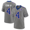 B.Bills #4 James Cook III Player Gray Nickel City Home Game Qdoa Stitched Jerseys