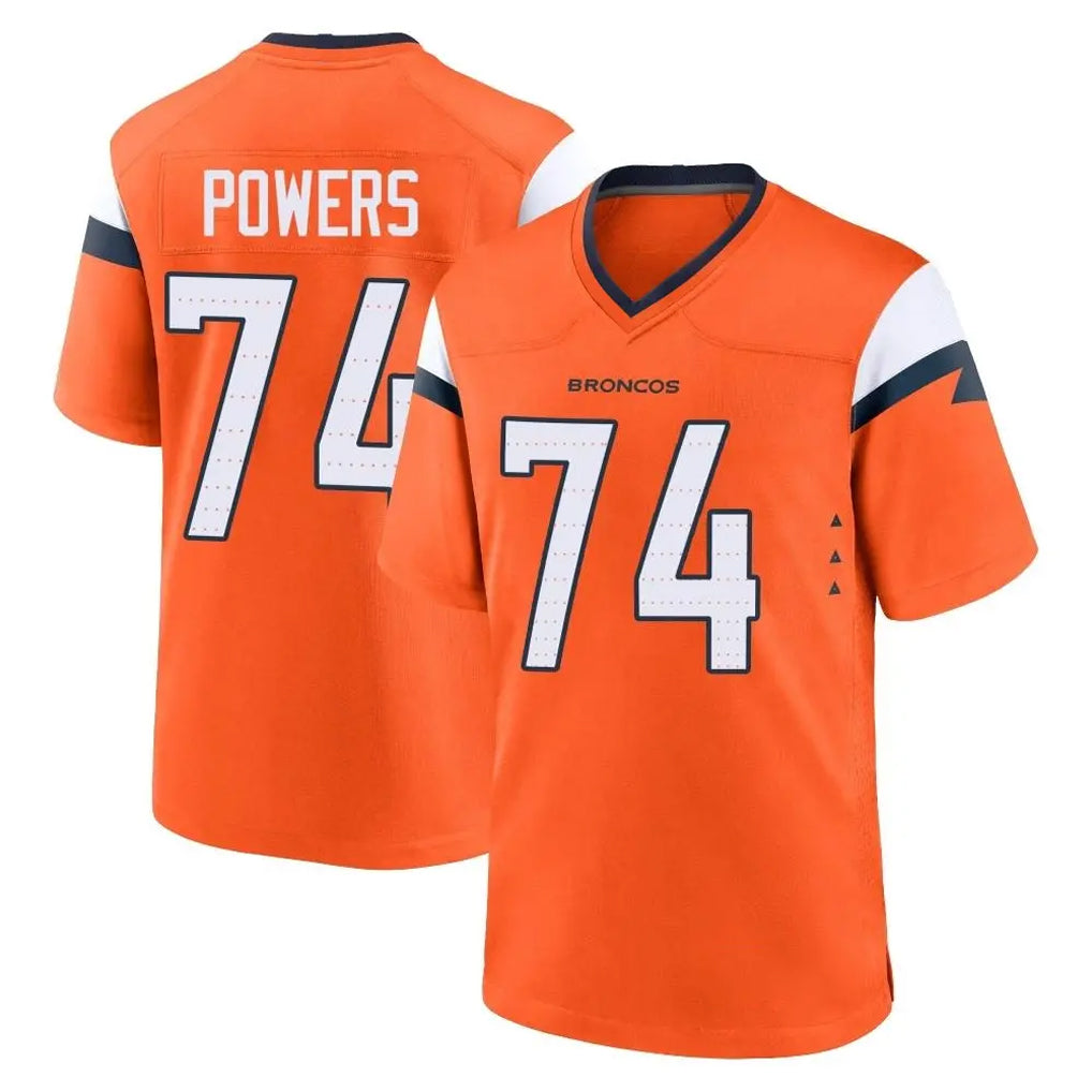 D.Broncos #74 Ben Powers Player Orange Home Game Qdoa Stitched Jerseys