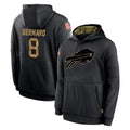 B.Bills #8 Terrel Bernard Player Black Salute to Service Hoodies Qdoa Stitched Jersey