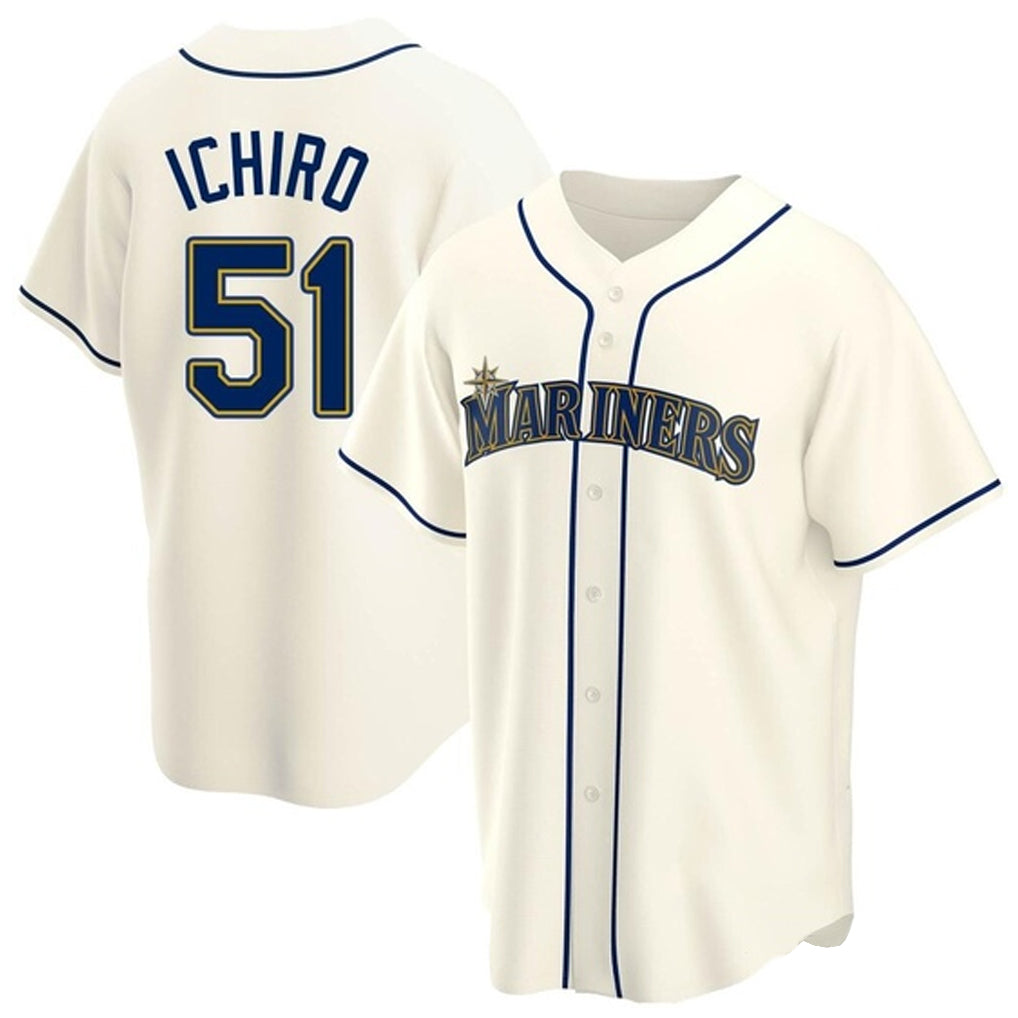 S.Mariners #51 Ichiro Suzuki Player Cream Home Game Qdoa Stitched Jerseys