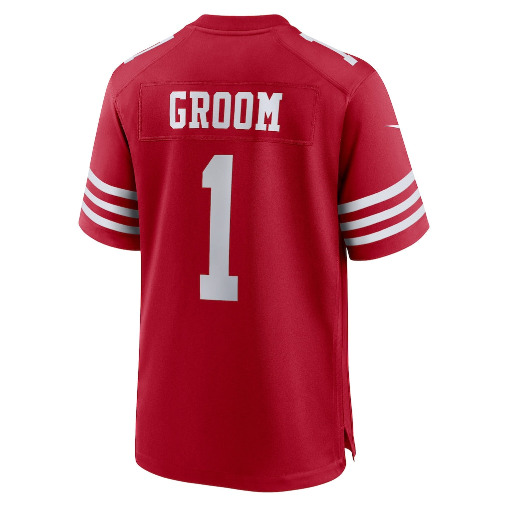 Qdoa SF.49ers #1 Groom Scarlet Game Jersey