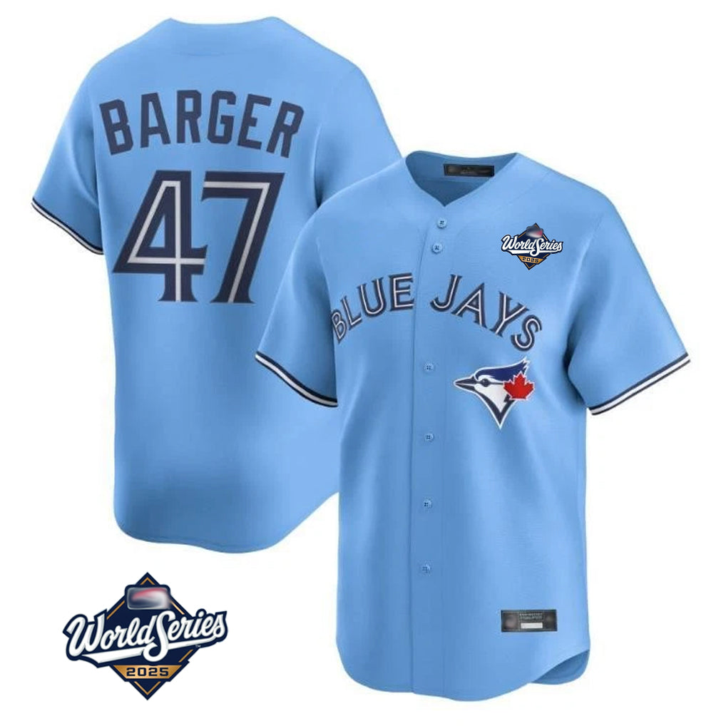 T.Blue Jays #47 Addison Barger Player Blue 2025 World Series Limited Qdoa Stitched Jerseys