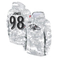 B.Ravens #98 Travis Jones Player Arctic Camo Salute to Service Pullover Hoodie Qdoa Stitched Jerseys