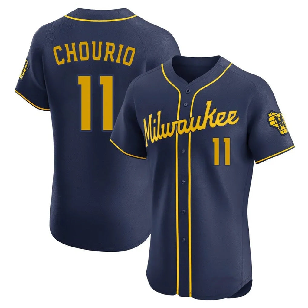 M.Brewers #11 Jackson Chourio Player Navy Home Limited Elite Qdoa Stitched Jerseys