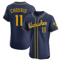 M.Brewers #11 Jackson Chourio Player Navy Home Limited Elite Qdoa Stitched Jerseys