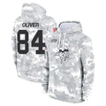 M.Vikings #84 Josh Oliver Player Arctic Camo Salute to Service Pullover Hoodies Limited Game Qdoa Stitched Jerseys