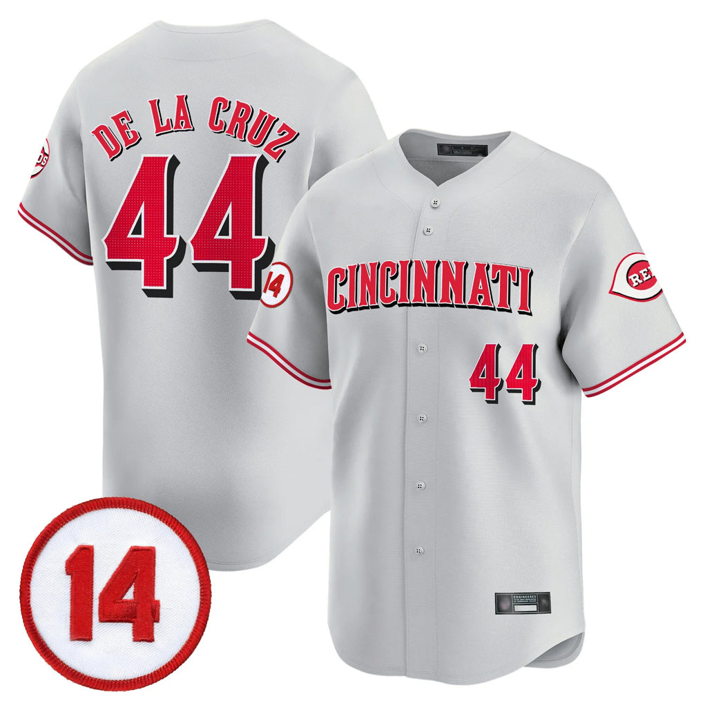 C.Reds #44 Elly De La Cruz Player Gray Vapor Premier Limited Home Qdoa Stitched Jerseys
