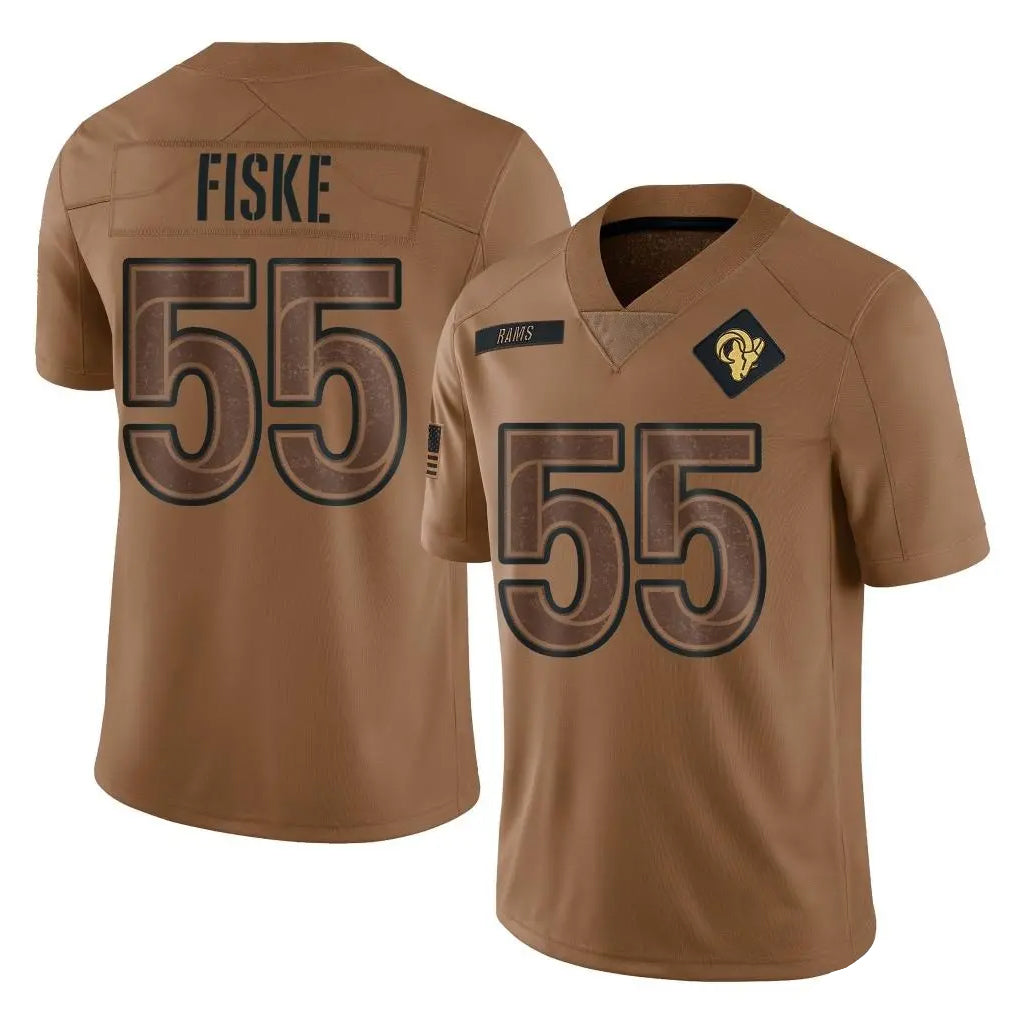LA.Rams #55 Braden Fiske Player Brown Salute To Service Limited Qdoa Stitched Jerseys
