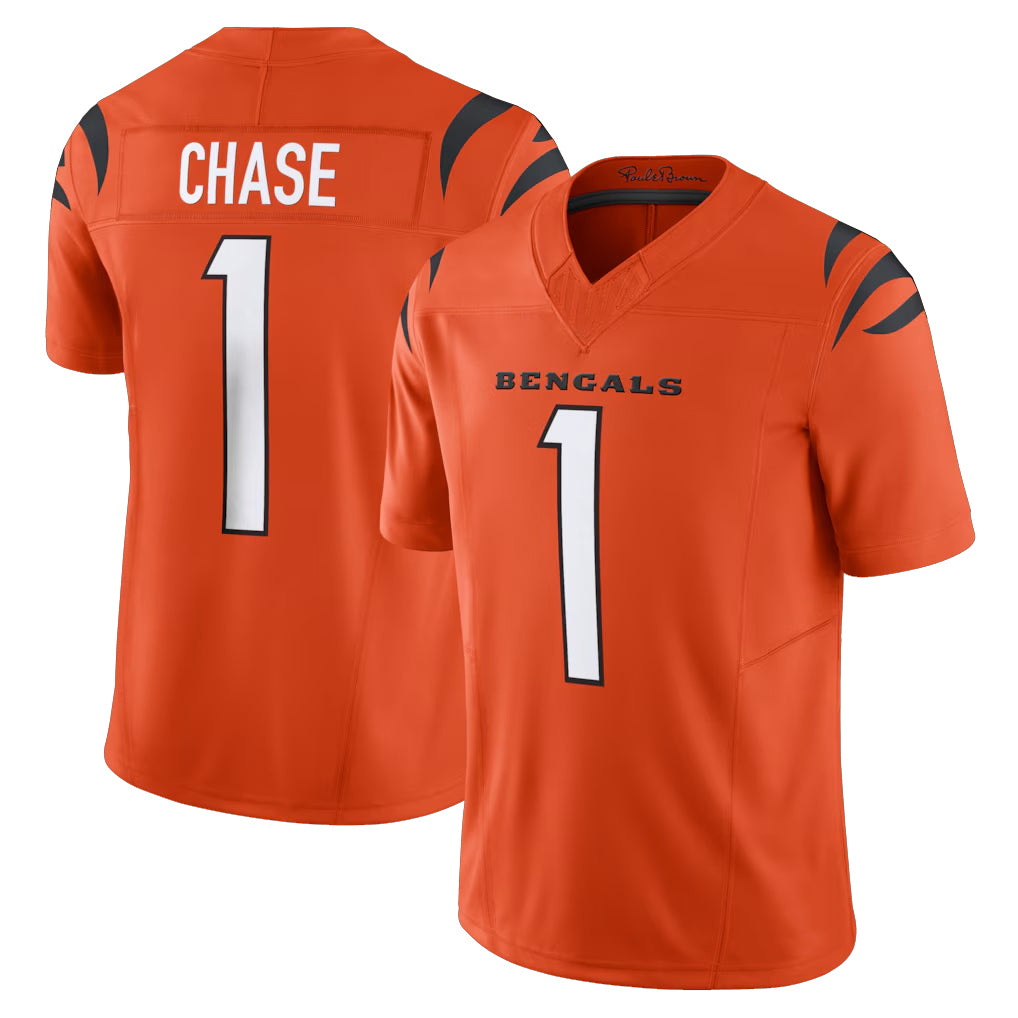 C.Bengals #1 Ja'Marr Chase Player Orange Vapor F.U.S.E. Limited Home Game Qdoa Stitched Jerseys