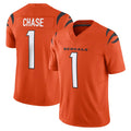 C.Bengals #1 Ja'Marr Chase Player Orange Vapor F.U.S.E. Limited Home Game Qdoa Stitched Jerseys