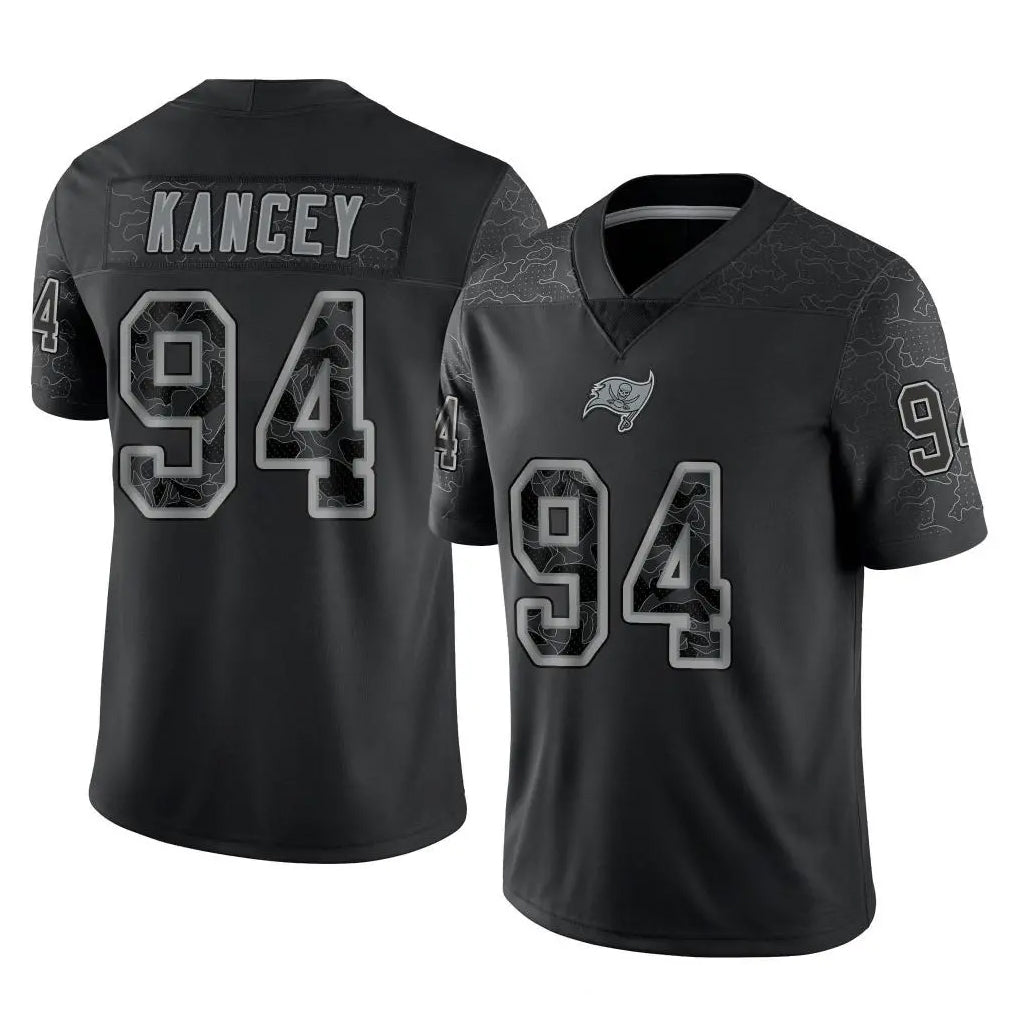 TB.Buccaneers #94 Calijah Kancey Player Black Reflective Limited Home Game Qdoa Stitched Jerseys