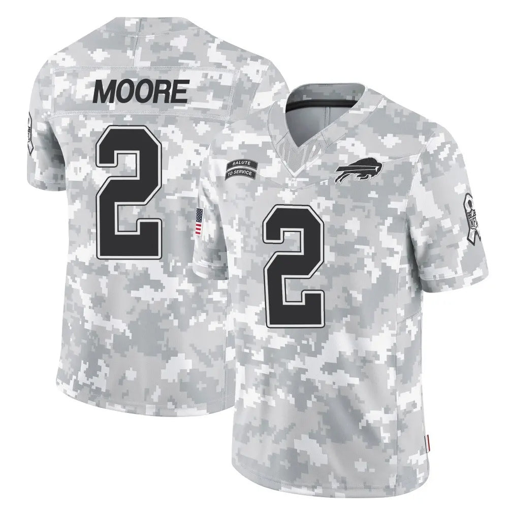 B.Bills #2 DJ Moore Player Arctic Camo Salute to Service Limited Game Qdoa Stitched Jerseys