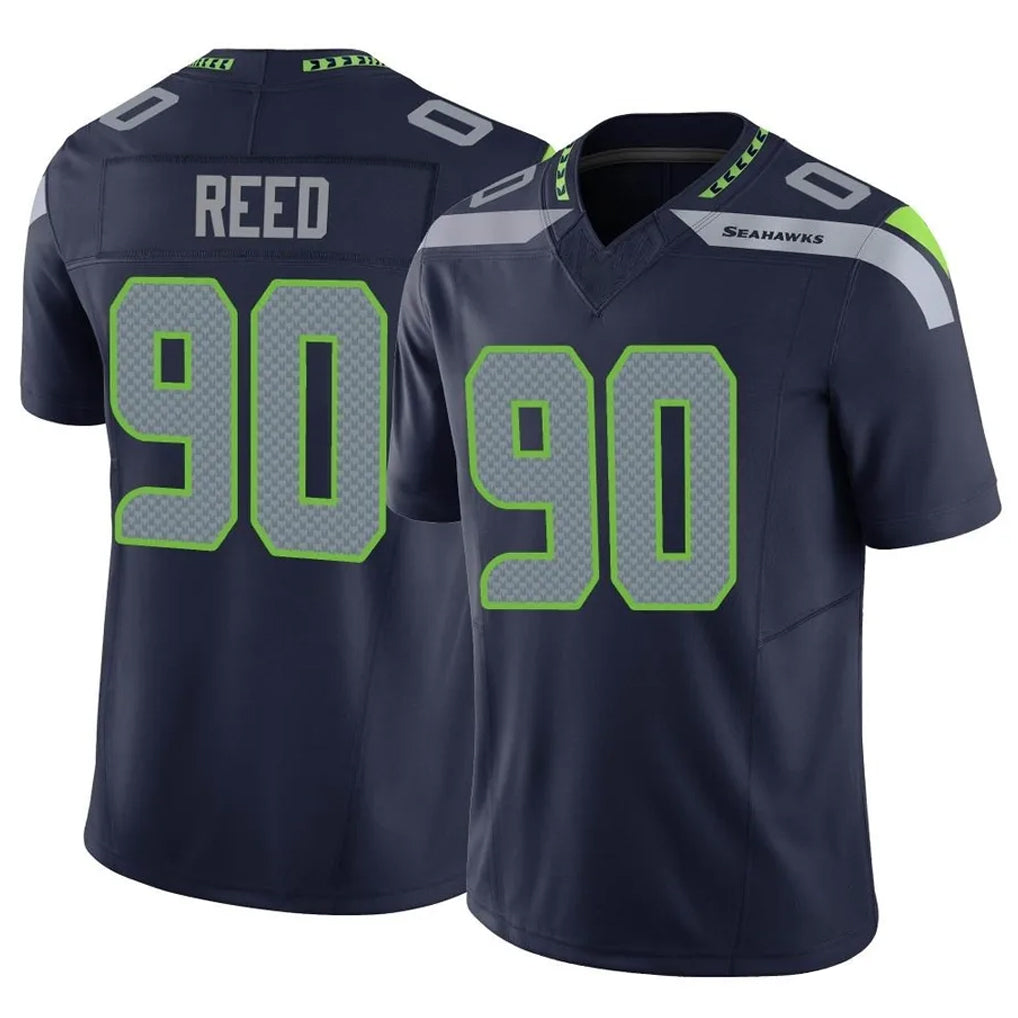 S.Seahawks #90 Jarran Reed Player Navy Limited Vapor F.U.S.E. Home Game Qdoa Stitched Jerseys