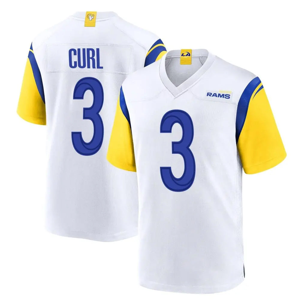 LA.Rams #3 Kam Curl Player White Home Game Qdoa Stitched Jerseys