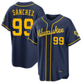 M.Brewers #99 Gary Sanchez Player Navy Home Stadium Game Qdoa Stitched Jerseys
