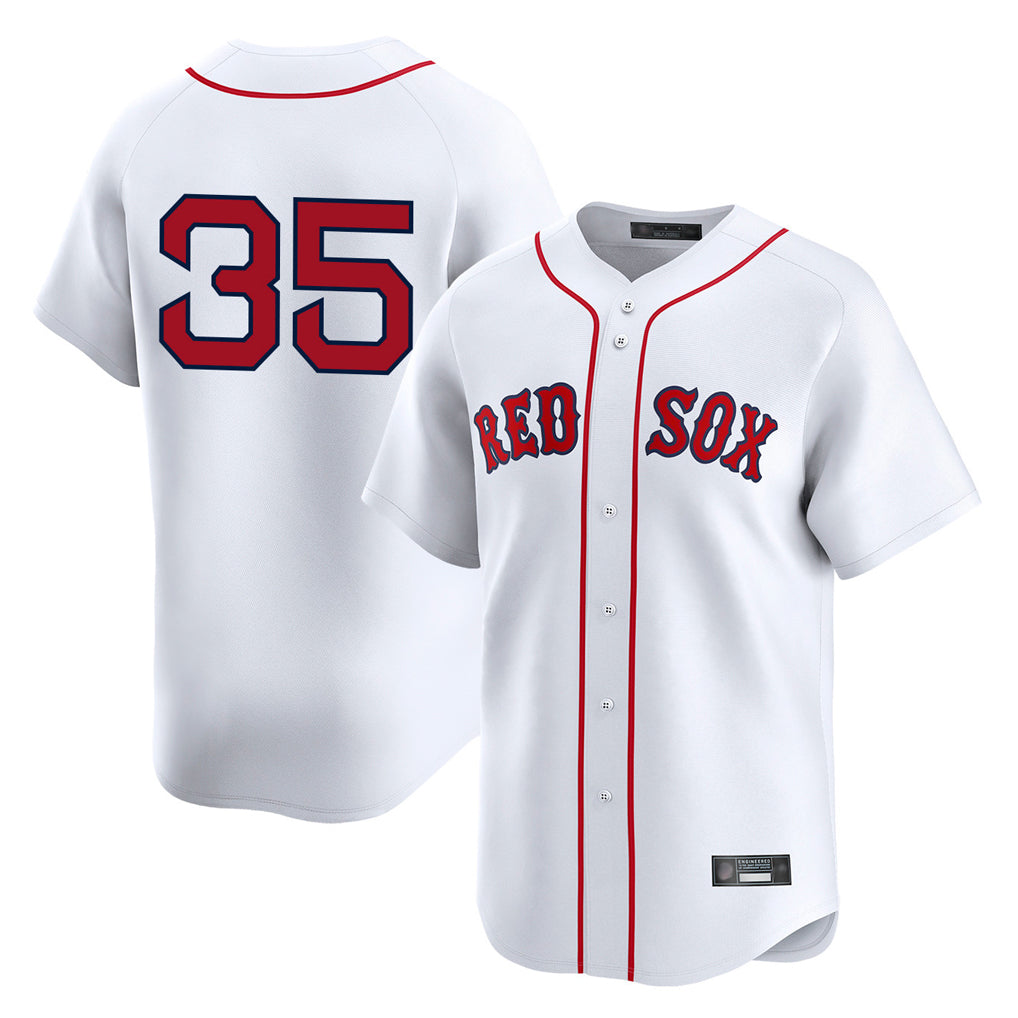 B.Red Sox #35 Garrett Crochet Player White Limited Home Game Qdoa Stitched Jerseys