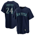 S.Mariners #24 Ken Griffey Jr Player Navy Home Game Qdoa Stitched Jerseys