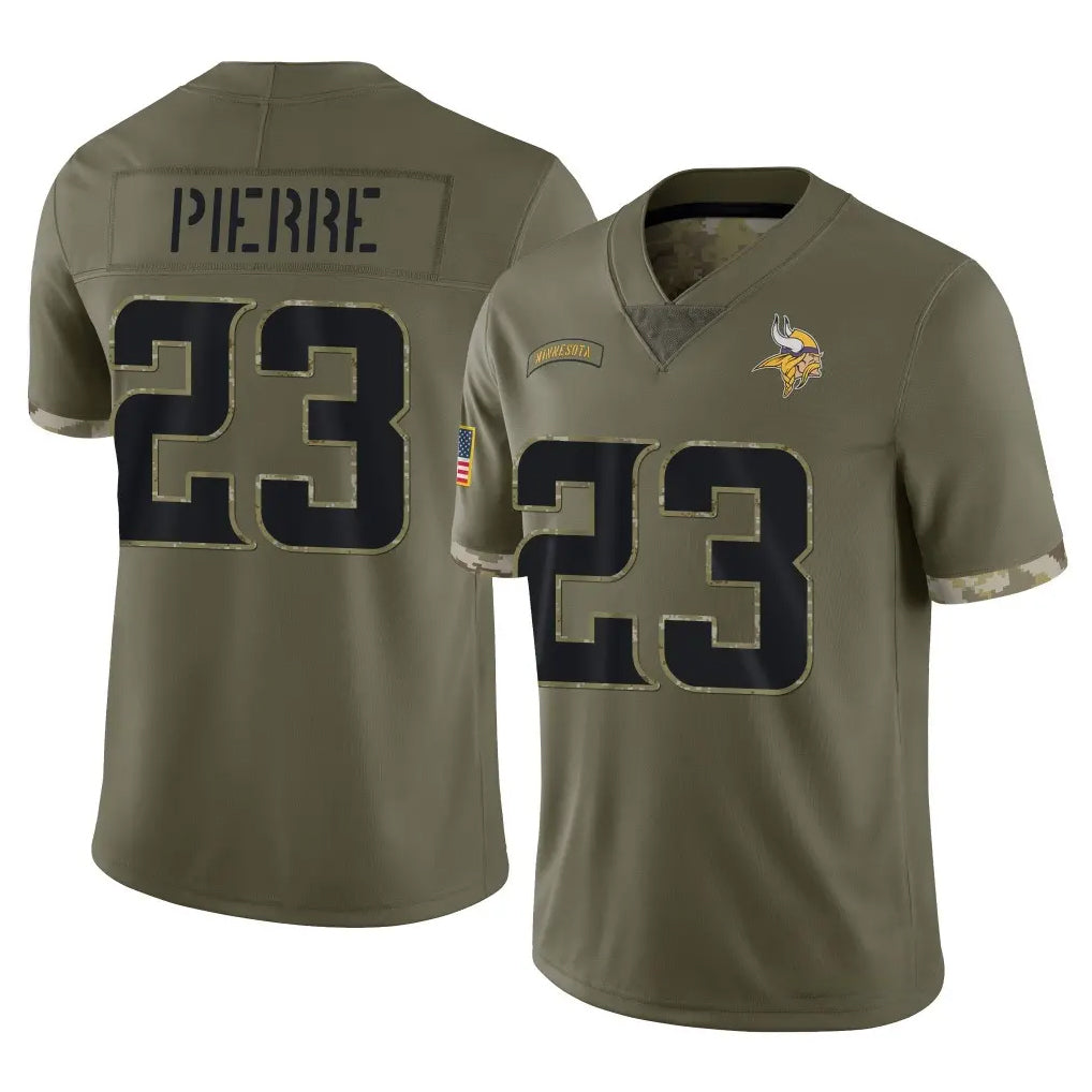M.Vikings #23 James Pierre Player Olive Salute To Service Limited Qdoa Stitched Jerseys